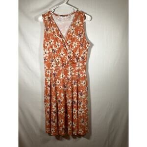 Guberry Floral Sleeveless Wrap Dress Orange Womens Large Lightweight